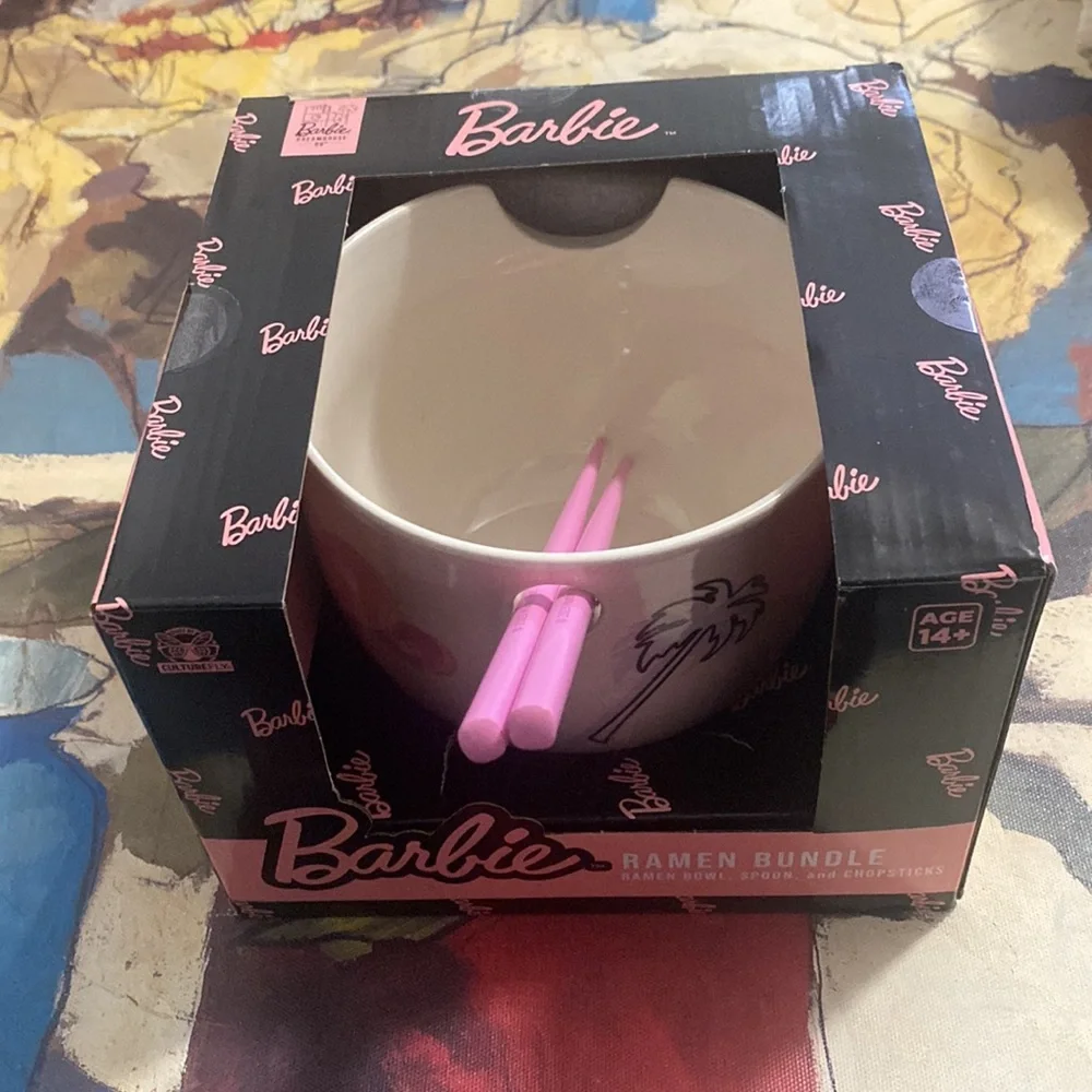 Barbie Ceramic Ramen Noodle Bowl Spoon & Chopsticks - Picture 6 of 6